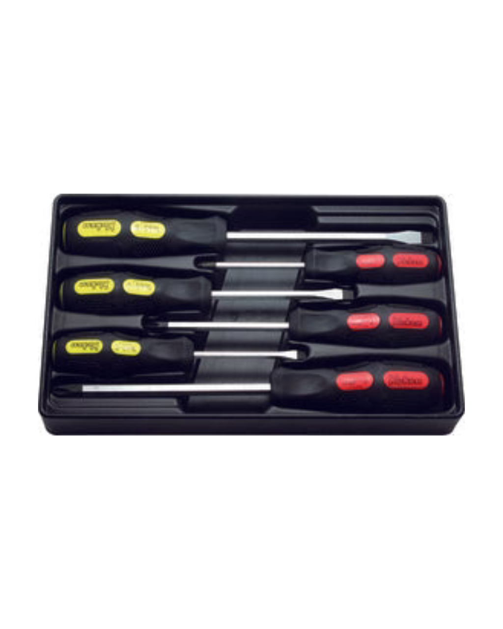 Ko-ken Tools Phillips and Flat Head Blade Through Type Screwdriver Set, PH1-2-3/SL5-6-8 in ABS Plastic Tray - 6 pieces